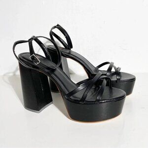 New BLACK SUEDE STUDIO Emani Strappy Platform Sandal in black size 40